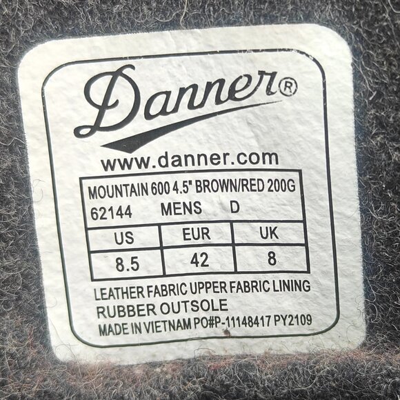 Danner Mountain 600 Insulated Boots in Pinecone Brown Men\'s Sz 8.5 Model 62147